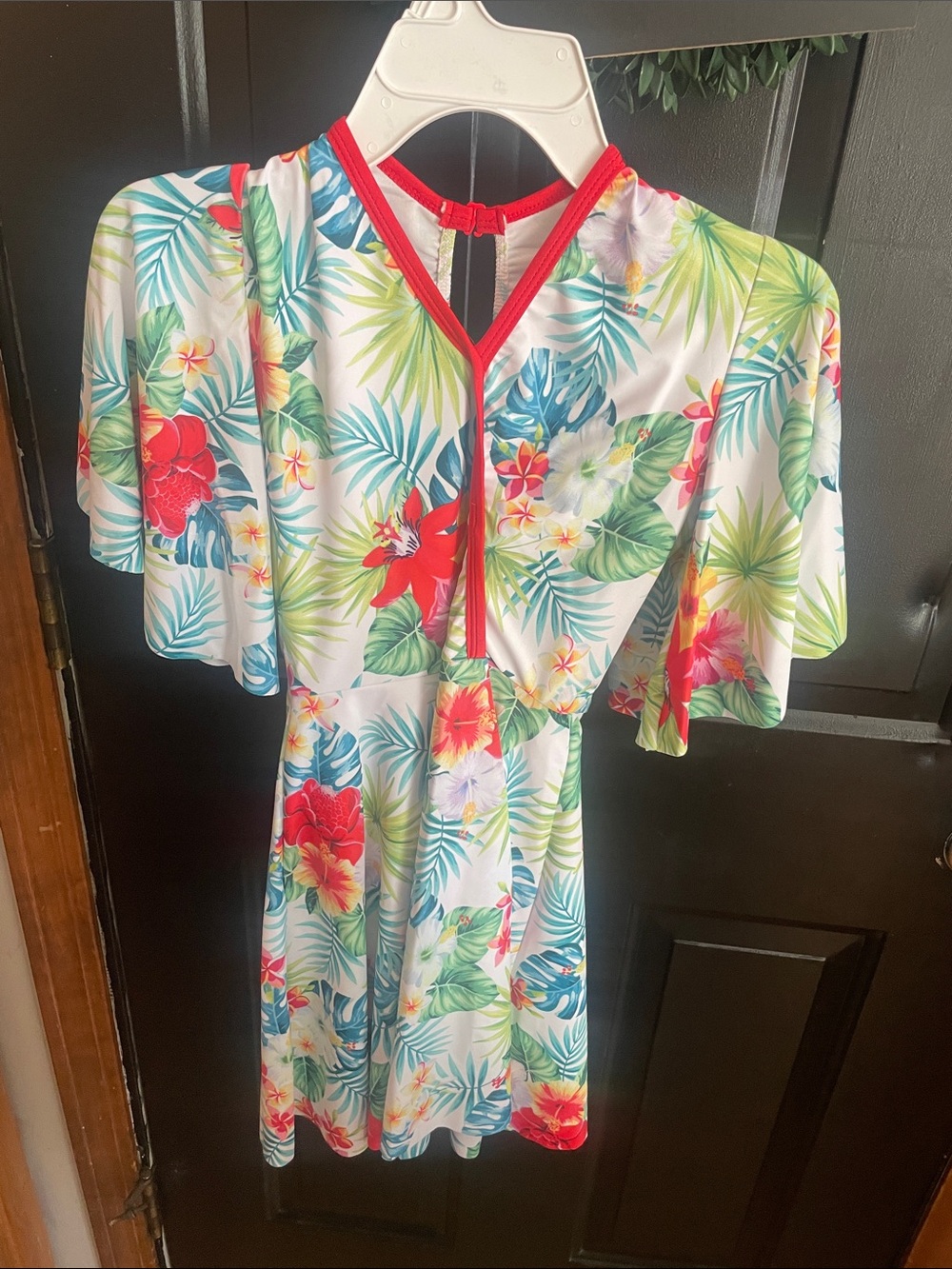 Revolution Tropical Floral Dance Costume - White, Red, Green, Blue